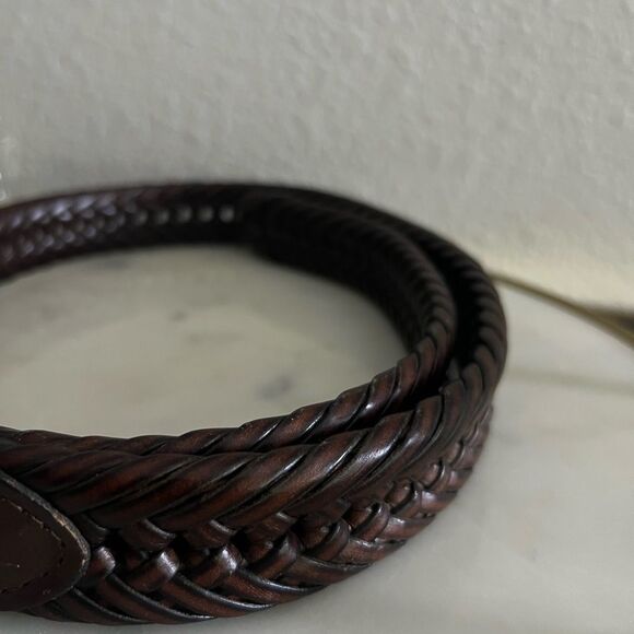Nautica Braided Men’s Genuine Leather Belt Brown Silver Tone 34 & Black Studded - Picture 4 of 15
